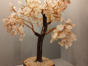 Rose quartz crystal tree