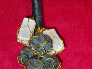 Selenite and black tourmaline hanging